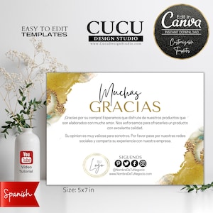 Spanish Thank You Template | Canva Spanish Thank You Template | Tarjetas De Agradecimiento | Muchas Gracias Card | Gracias Cards BTC120_Spa
