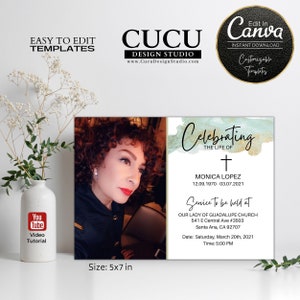 Funeral Announcement Card | Funeral Invitation | Printable Funeral Template | Affordable Funeral Cards | FAC102_Eng