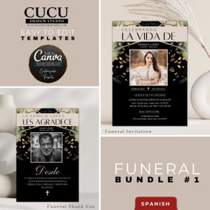 Spanish Celebration of Life Template | Spanish In Loving Memory | Spanish Digital Funeral Invite | Spanish Funeral Canva | FB1_130spa