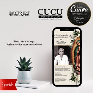 Spanish Funeral Evite / Tarjeta Funebre / En Memoria de / Virgen Maria Funeral Invite Spanish / Editable Evite / FAC142_Spa_Smartphone