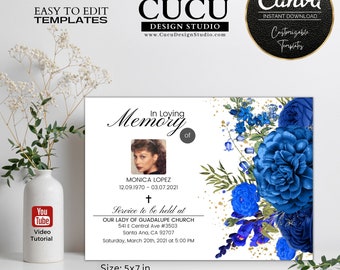 Funeral Invitation | Funeral Announcement | Memorial Cards | Funeral Cards | Celebration of Life Template | Canva Template | FAC106_Eng