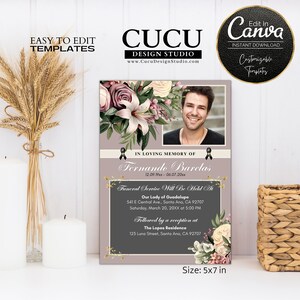 Funeral Announcement Card | Sympathy Card | Funeral Invitation | In Loving Memory Funeral Template | Celebration of Life | FAC136_Eng