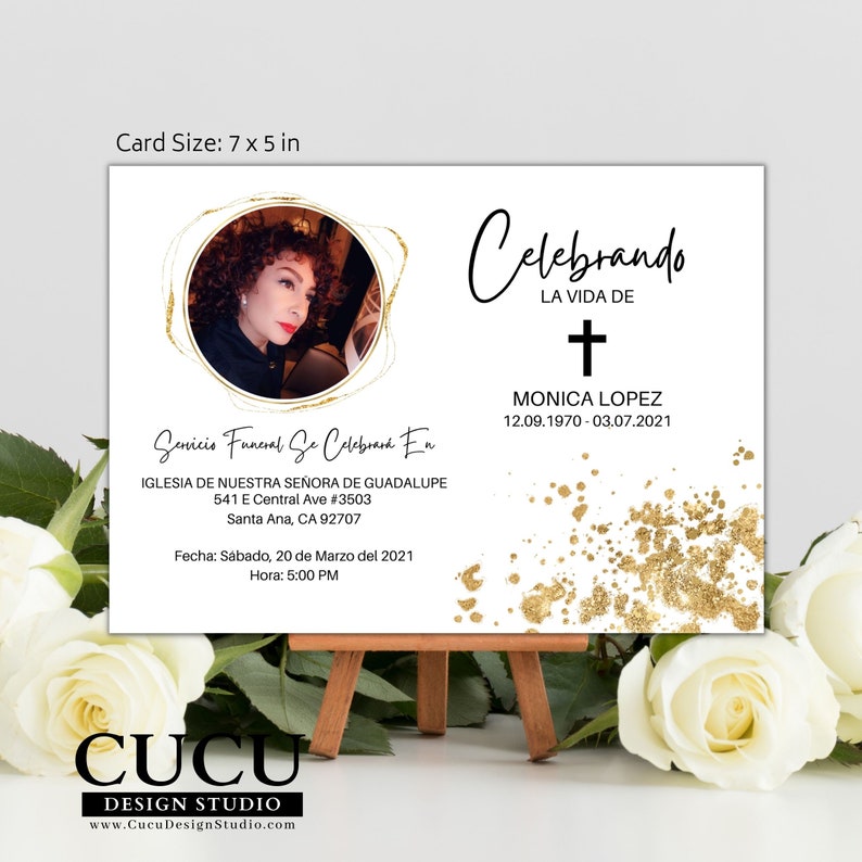 Celebration of Life Canva Funeral Card Spanish Funeral Etsy