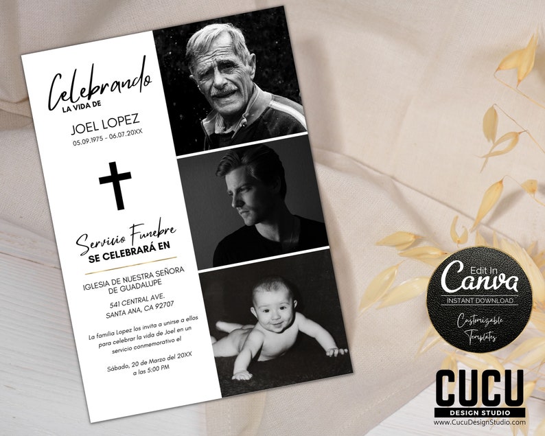 Funeral Announcement in Spanish Funeral Invitation in Etsy