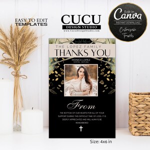 Célébration élégante des funérailles de la vie de Zazzle.be Liste d'envies Vous avez des idées ? Modèle de carte de visite funéraire modifiable | Merci carte de correspondance | FTC130_Eng