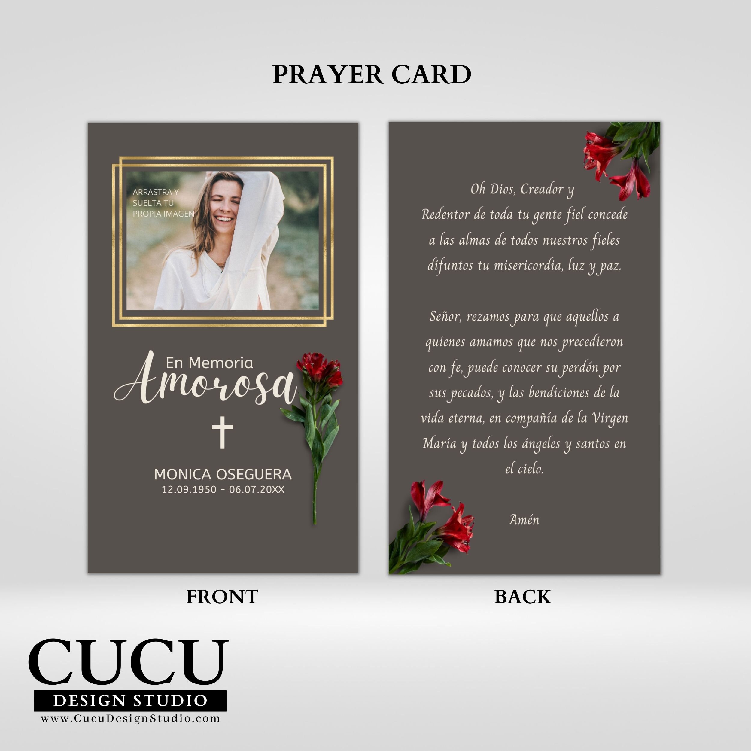 Spanish Funeral Program Spanish Prayer Card Template Etsy