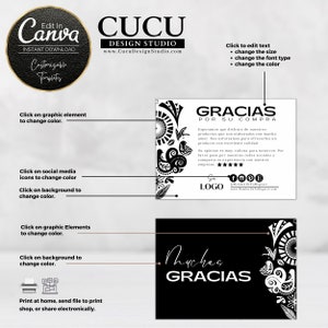 Plantilla Canva de tarjeta gracias para emprendedores, ideal para branding, marketing y fidelización de clientes con un diseño moderno y fácil de personalizar / Canva thank you card template for entrepreneurs, ideal for branding, marketing and customer retention with a modern and easy to customize design