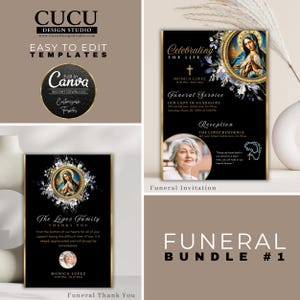 Virgin Mary Catholic Funeral Card | Virgin de Guadalupe Celebration of Life | Memorial Card | Catholic Funeral Template | FB1_148_Eng