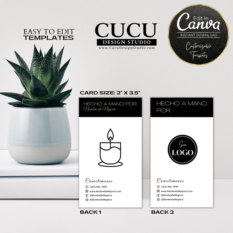 Spanish Candle Care Card Template Candle Care Note Editable Black White