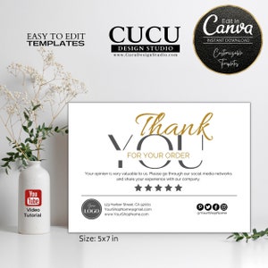 Thank You Card Template Canva | Canva Thank you Order Card | Thank You Purchase | Canva Templates Thank You Cards | BTC121_Eng