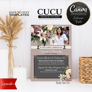 Spanish Funeral Announcement Card | Funeral Invite Template | Funeral Template | In Loving Memory  | Celebration of Life | FAC136_Spa