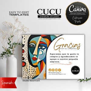 Tarjeta espagnol Merci | Tarjeta de Agradecimiento | Cartes de remerciement imprimables en espagnol | Carte de remerciement abstraite en espagnol | BTC178_Spa