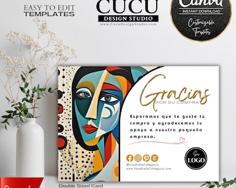 Gracias Por Su Compra Card Canva Template, Small Business Thank You Insert, Editable Branding Card, Logo Social Media 6x4 7x5