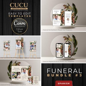 Funeral Bundle Spanish | Virgin Mary | Spanish Funeral Templates | En Memoria de | Tarjeta Funebre | Spanish Funeral Invite | FB3_142spa
