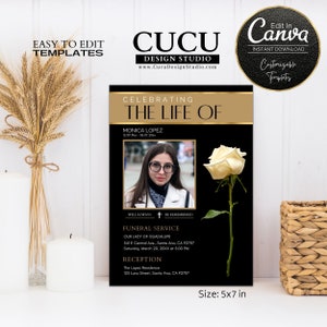 Funeral Announcement Card Template | In Loving Memory Funeral Invite | Celebration of Life | Canva Funeral Card | Funeral Cards | FAC131_Eng
