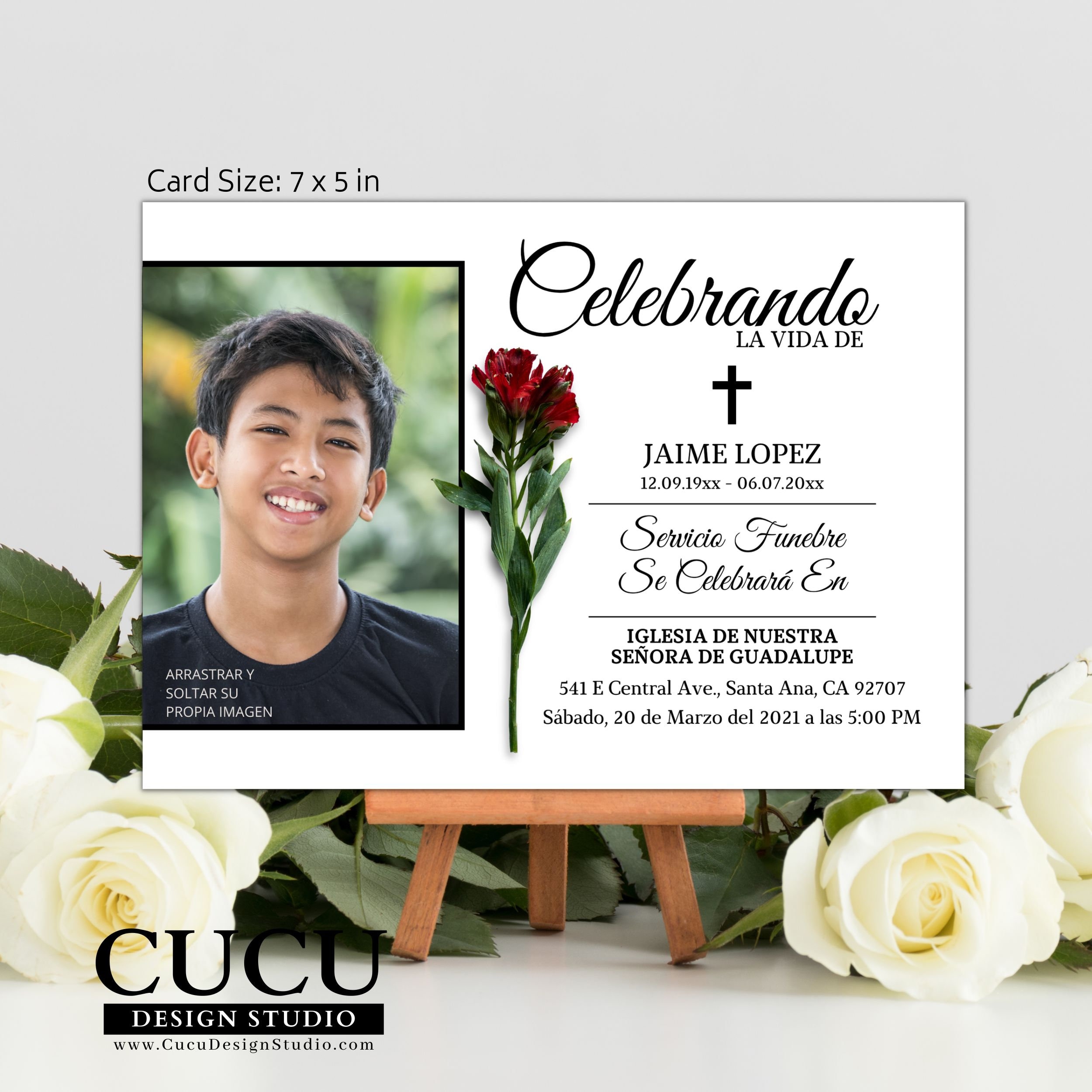 Spanish Funeral Announcement Card Funeral Invite Template Funeral