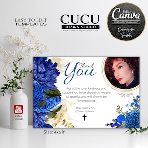 Merci pour les funérailles d'une fleur bleue de Zazzle.be Liste d'envies Vous avez des idées ? Modèle commémoratif | Carte funéraire | Modèle de toile | Merci pour les funérailles | Funérailles numériques | FTC106_fra