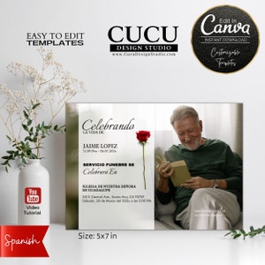 de carte de Célébration de la vie en espagnol | À la douce mémoire | Carte commémorative | Célébration de la vie à imprimer | Cartes funéraires | FAC123_Spa