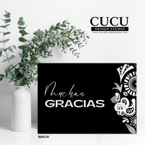 Tarjeta de agradecimiento editable con tipografía moderna, incluye opciones de tamaño 3.5x2, 4x4, 6x4 y 7x5 pulgadas, ideal para emprendedores que buscan una imagen profesional / Editable thank you card with modern typography, includes sizes 3.5x2, 4x4, 6x4 and 7x5 inches, ideal for entrepreneurs wanting a professional brand image