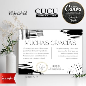 Spanish Thank You Template | Thank You Card Español | Abstract Spanish Thank You Card | Small Business Thank You Note | BTC137_Spa