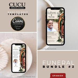 Spanish Funeral Evite / Tarjeta Funebre / En Memoria de / Virgen Maria Funeral Invite Spanish / Editable Evite / FB2_FTC142_Spa_Smartphone