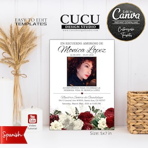 Tarjeta de Funeral | Funeral Card Español | En Memoria de | Spanish Celebration of Life | Que En Paz Descanse | Funeral | FAC110_Spa