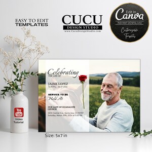de Carte d'invitation pour funérailles | Modèles de funérailles Canva | À la douce mémoire | Célébration de la vie | Modèle pour funérailles | FAC123_Eng