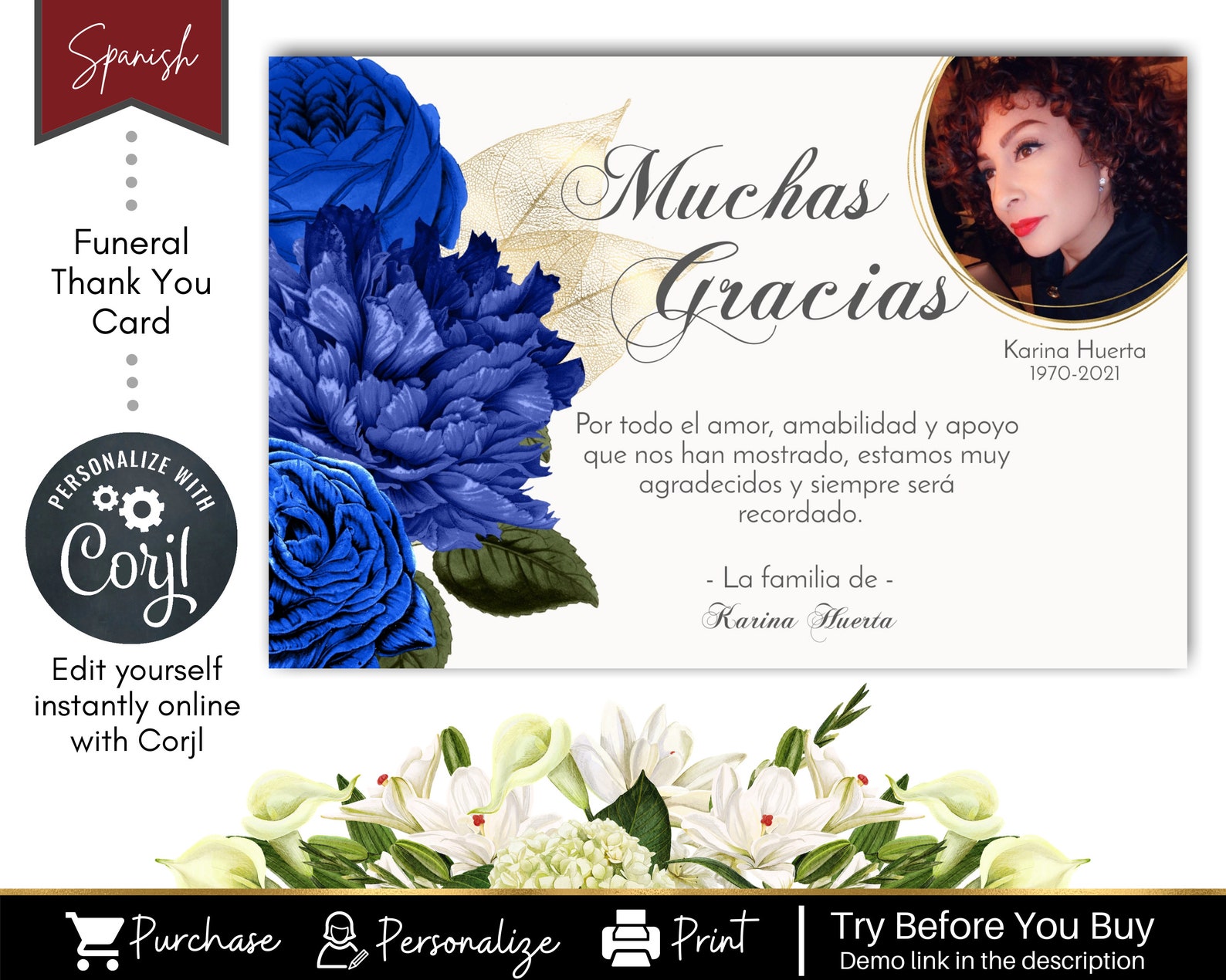 Spanish Funeral Card Funeral Card Sympathy Card Memorial Etsy