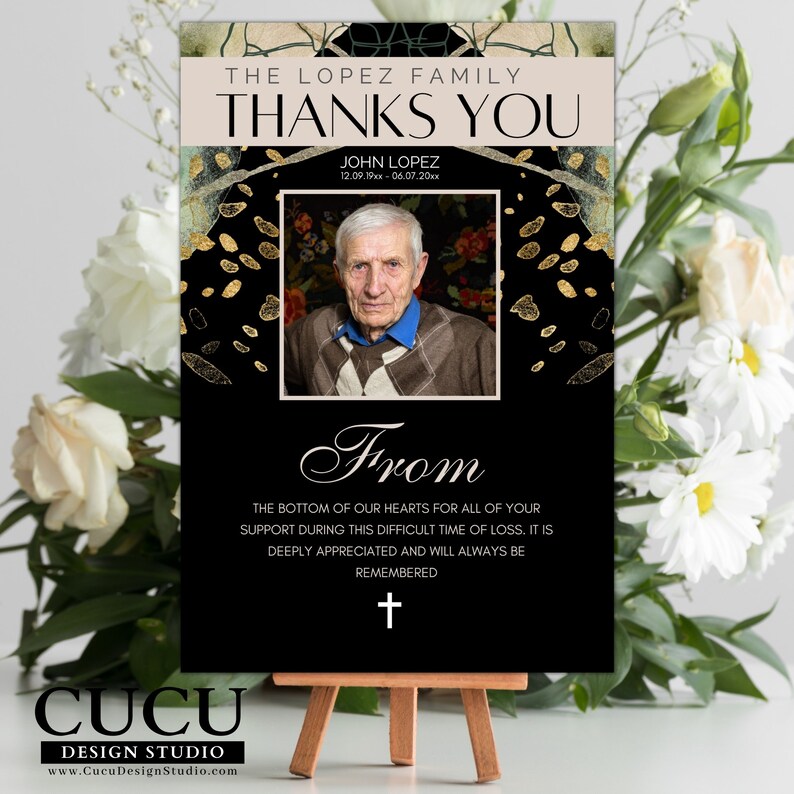 Elegant Funeral Thank You Card Template | Celebration of Life (digital ...