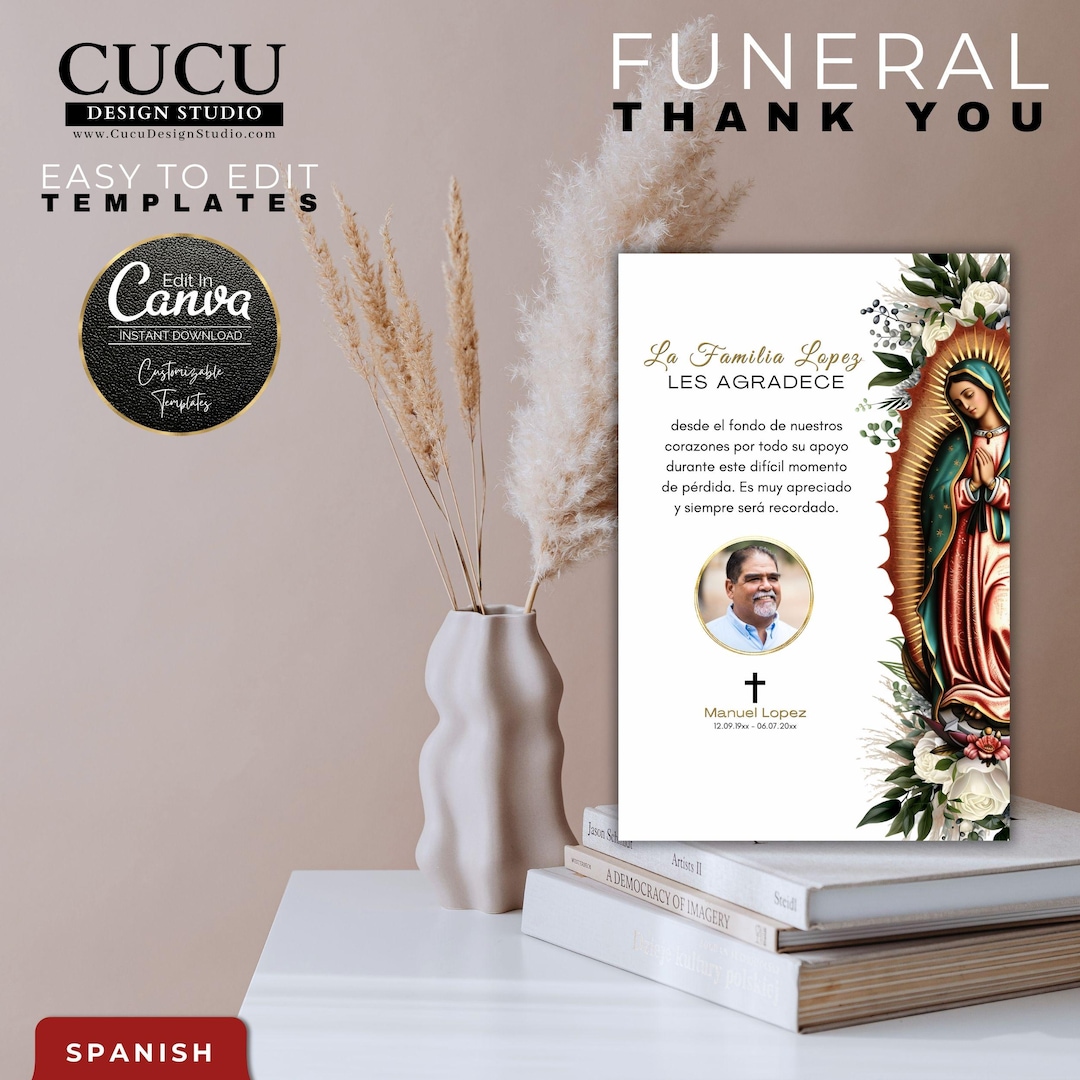 Virgin Mary Funeral Card | Virgen De Guadalupe Funeral Template | Spanish  Funeral Thank You Template | Catholic Funeral Card | Ftc142_spa - Etsy