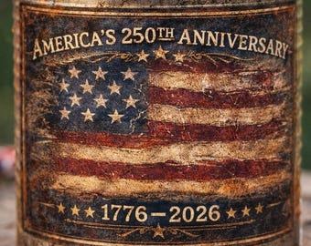 America 250th Anniversary Label • Vintage Patriotic Tin Can Wrap (Digital Download)