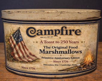 Vintage Americana Lagerfeuer Marshmallow Etikett, 1776 Jubiläum (Digitaler Download)