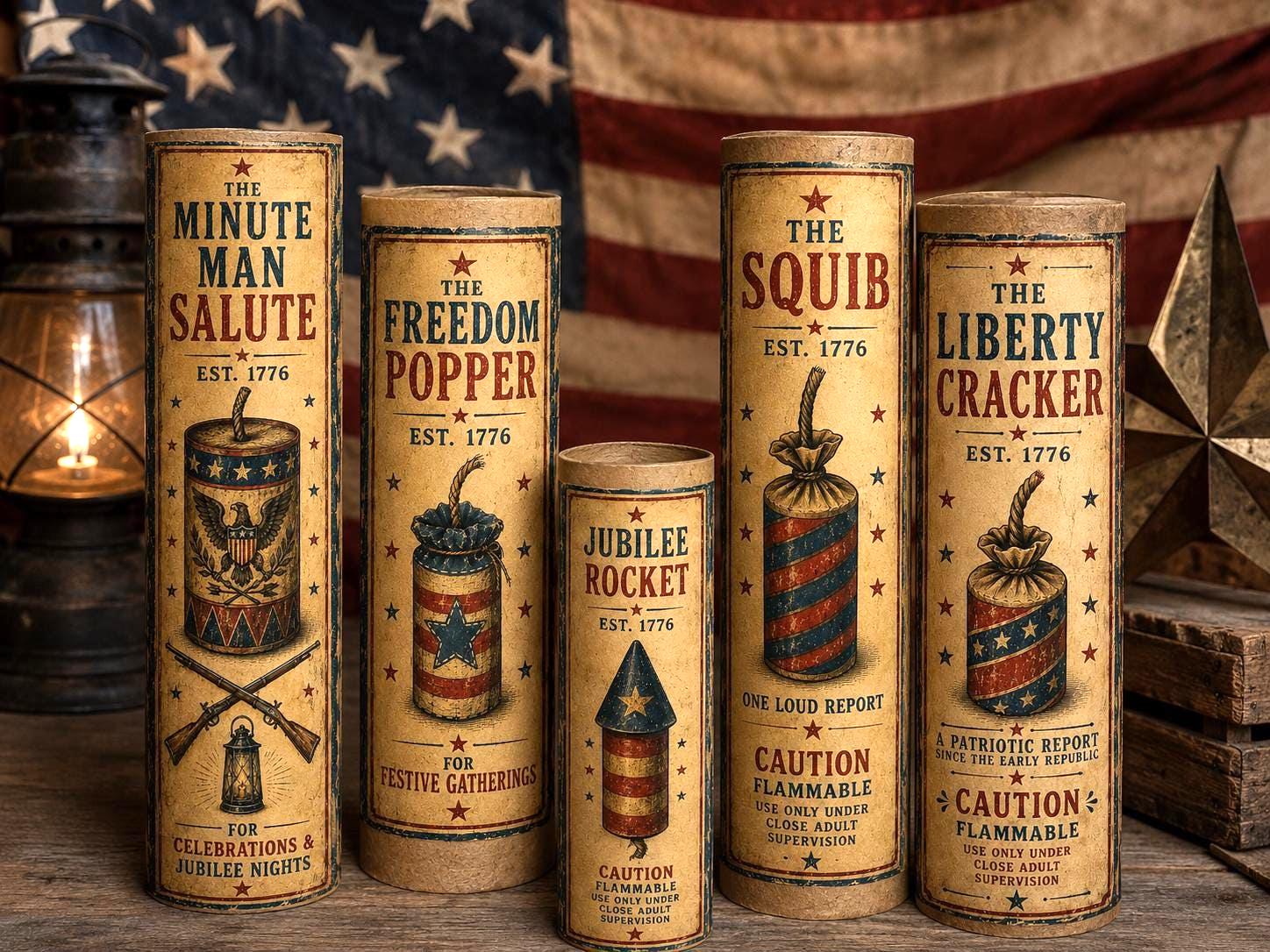 Patriotic Firecracker Label Bundle | Faux Firework Wraps | Primitive ...