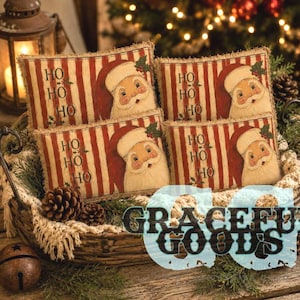 Primitive Santa Pillow Pattern | Vintage Christmas Farmhouse Cushion Design (Digital Download)