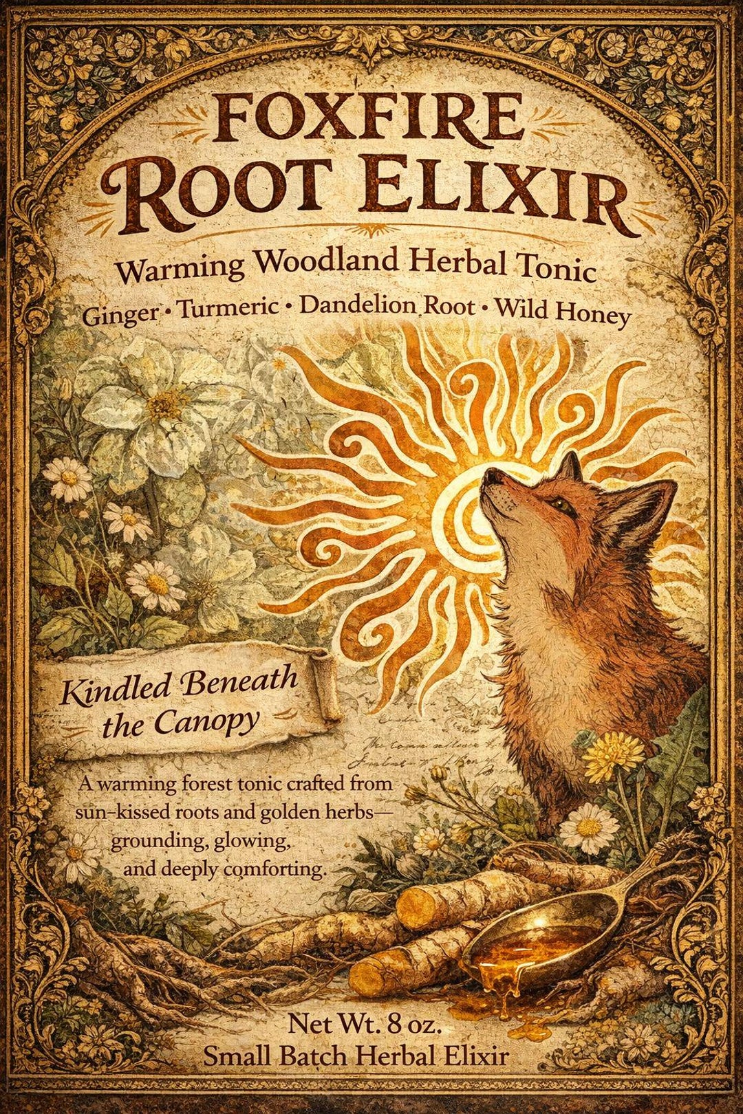 Upl Elixir Label Foxfire Root Elixir Label – Vintage Herbal Tea Tin Wrap (PDF/PNG) - Etsy