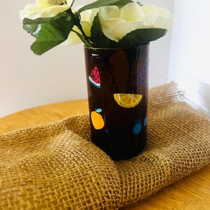 Flower vase made from recycled beer bottles | Fruit design