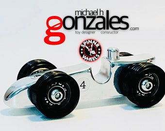 Race car vintage Style,  Indy Race Car Vintage style, handmade luxury toy, polished Aluminum metal,Standard HotW. (tm) 1/64 track Compatible