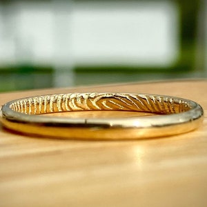 Solid Gold 14k Custom Fingerprint Wedding Band, Rose, White, Yellow Gold Womens Half Round Comfort Fit Engraved Ring 2mm 3mm 4mm