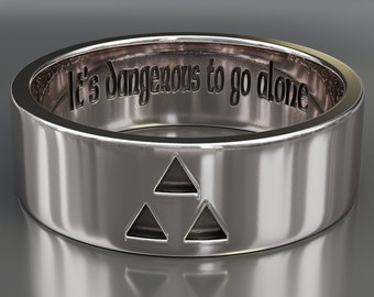Sterling Silver Triforce Ring, Zelda Engagement Band, Geek Engagement Ring, 925 Sterling, 8mm