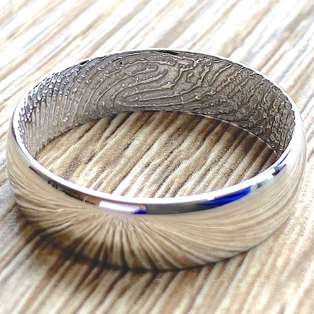 Custom Fingerprint Rings Solid Gold 10k Custom Fingerprint Memorial Ring Yellow, White, Rose ...