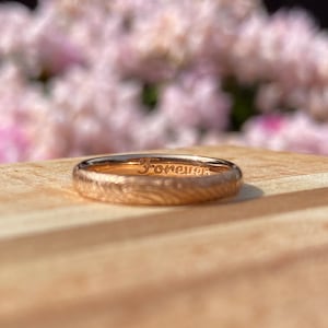 Solid Gold 14k Custom Fingerprint Wedding Band, Rose, White, Yellow Gold Womens Half Round Comfort Fit Engraved Ring 2mm 3mm 4mm 5mm 6mm 8mm image 3