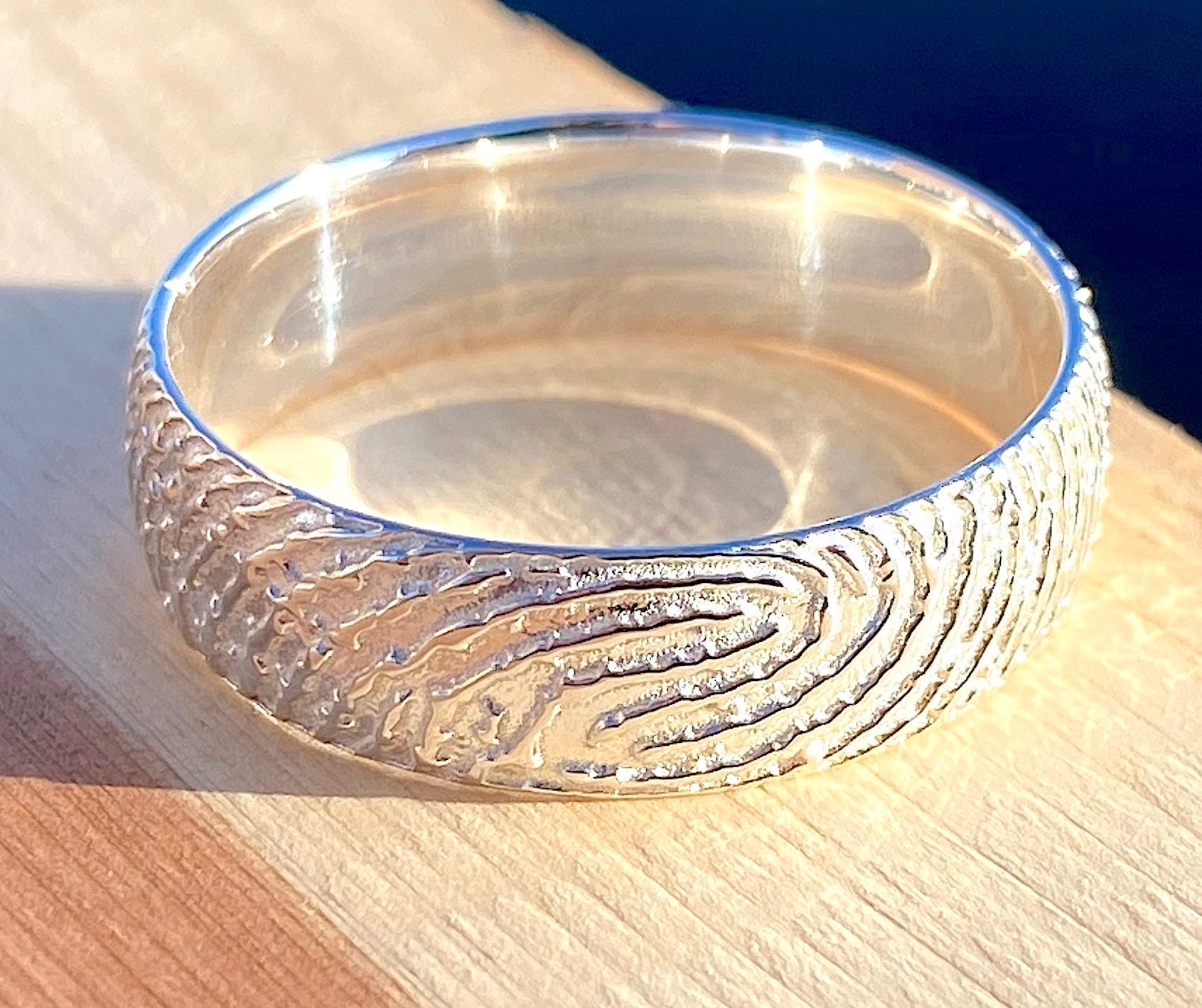 14k White Gold Textured Thumb Ring - Diamond-Cut Design, Size 14, Made In USA - View #10