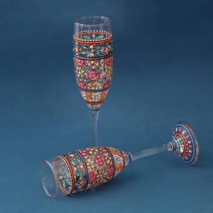 Champagne Flutes Glasses for party Bar accessories Hand Painted Glasses and Gift to Her Gift to him Birthday Anniversary Wedding Gift SOF 2