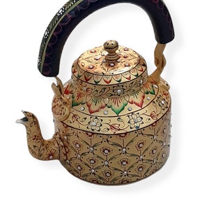 Tea Kettle Hand Painted Tea Serving Pot Home Decor Decorative piece of Art shelf Decor Housewarming, wedding Gift birthday Anniversary Gift