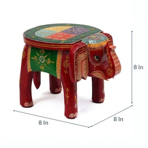 Elefant Tisch holz und MDF handbemalt Elefant Chowki oder Hocker für Vase | Wohndeko | Geschenk zur Wohnungserwärmung | Wohnzimmer | Schlafzimmer Dekor