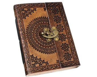 Handmade Diary Embossed Journal Lock Diary Note Book with Unlined Cotton Paper & Vintage Style | Diary Collection | Gift to your loved ones