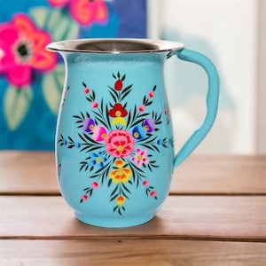 Pitcher Water jug Hand Painted Jug Stainless steel Jug Kitchenware and Diningware Water serving Jug Birthday Gift Anniversary Gift