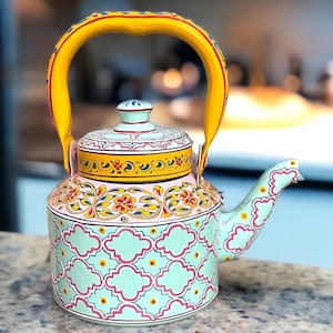 Tea Kettle Hand Painted Tea serving Pot Kitchenware Christmas Gift, Birthday Gift, Housewarming Gift, Anniversary Gift