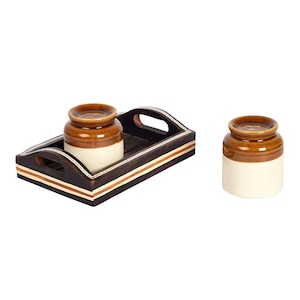 Ceramic Salt Pepper Shaker Set with Tray, Decor Dining and your Kitchen too, Housewarming Gift, Home Decor|Tray with Ceramic Salt Pepper Set