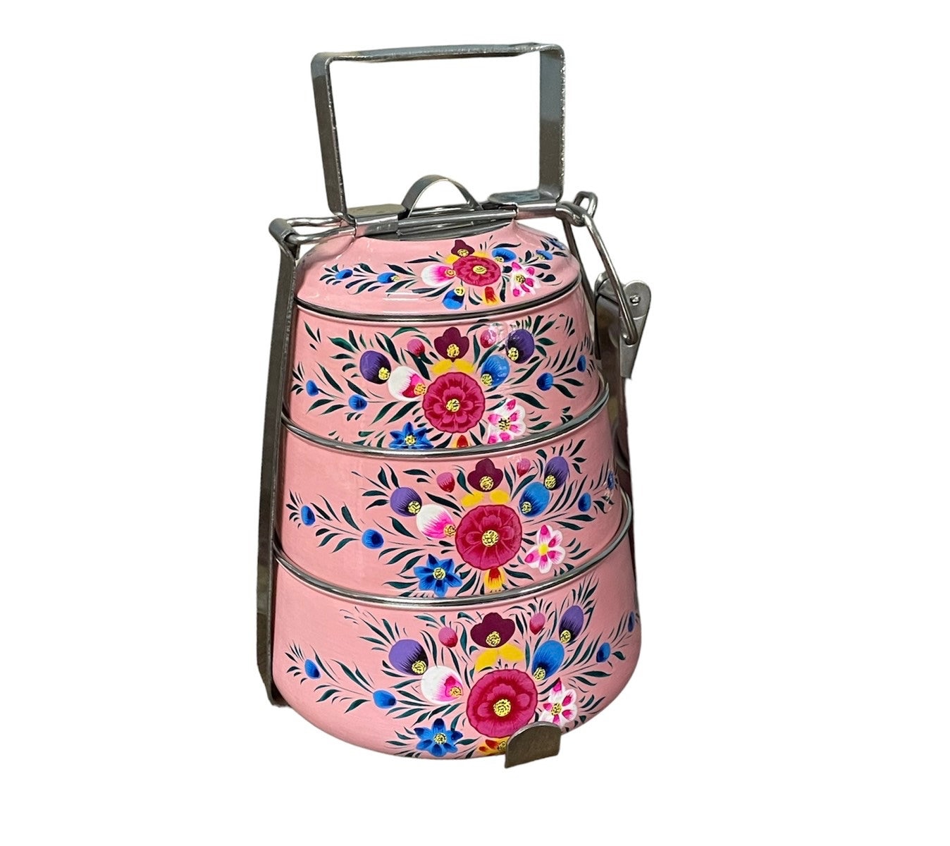 Tiffin Containers Food Storage Boxes Hand Painted 3 Tier Lunch Box or ...